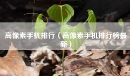 高像素手机排行（高像素手机排行榜最新）