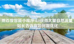 用百度智能小程序SEO获得大量自然流量 站长告诉你如何做优化