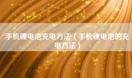 手机锂电池充电方法（手机锂电池的充电方法）