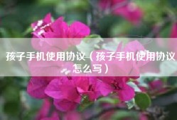 孩子手机使用协议（孩子手机使用协议怎么写）