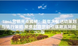 Tiktok营销亮点揭秘：新年大促活动策划与执行策略 聚焦创意营销引爆潮流风向 2024版
