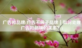 广告和品牌(广告不等于品牌｜如何处理广告和品牌的关系？)