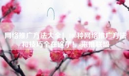 网络推广方法大全！100种网络推广方法和技巧全在这了！-来推联盟