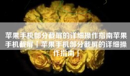 苹果手机部分截屏的详细操作指南苹果手机截屏「苹果手机部分截屏的详细操作指南」
