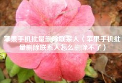 苹果手机批量删除联系人（苹果手机批量删除联系人怎么删除不了）