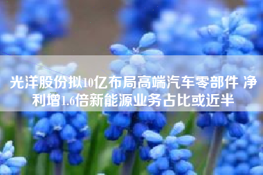 光洋股份拟10亿布局高端汽车零部件 净利增1.6倍新能源业务占比或近半
